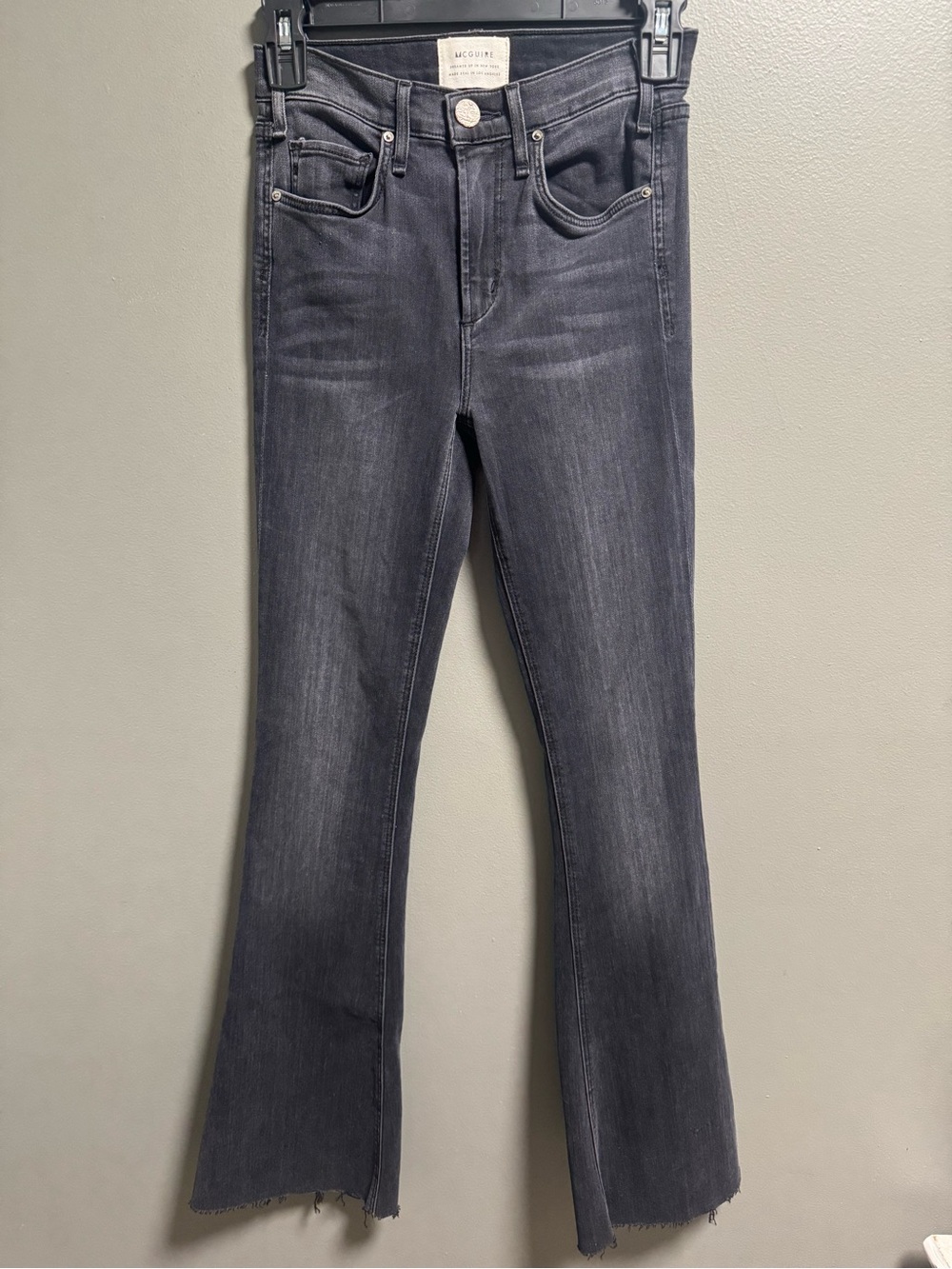 McGuire Denim Washed Black High-Rise Flare Jeans 25